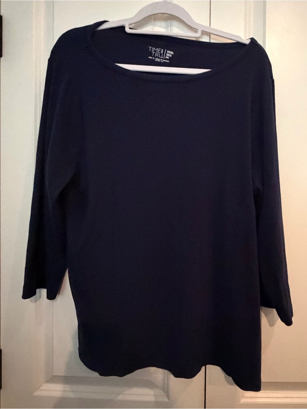 💜 3/$30 Time and Tru Navy Long Sleeve Boatneck Top 3xl nwot